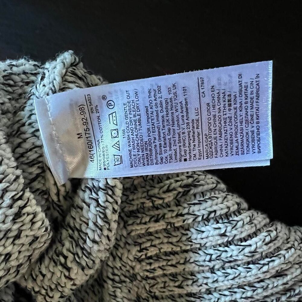 Gap Marled Knit Sweater White Black Minmalist Pullover Womens M Classic Neutral - Picture 7 of 7